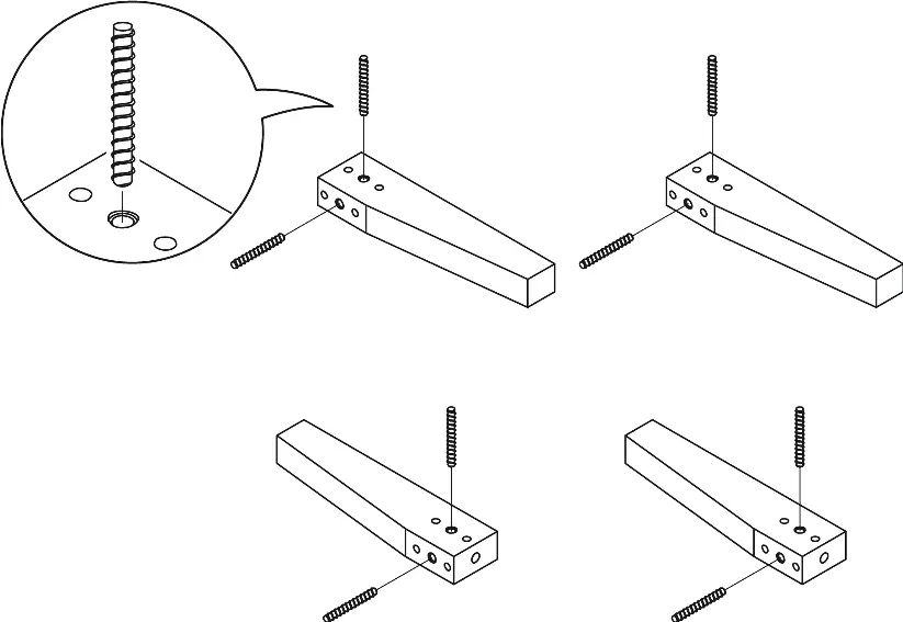 Install threaded bolts into the table legs.