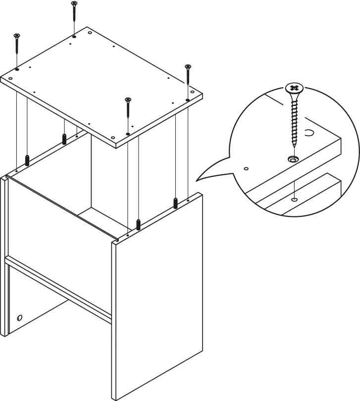 Secure the top panel with screws.