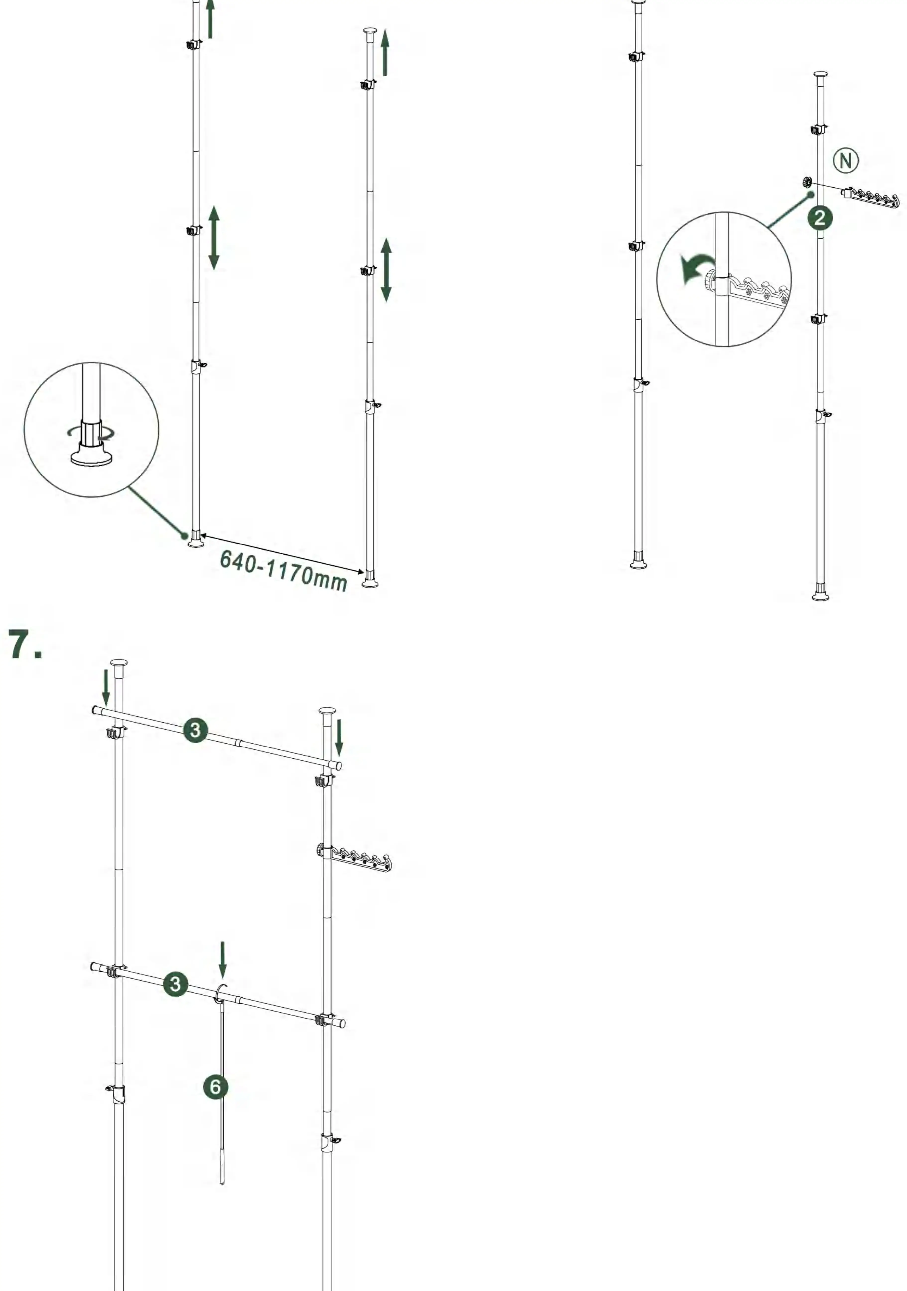 Assembly steps 5, 6, and 7