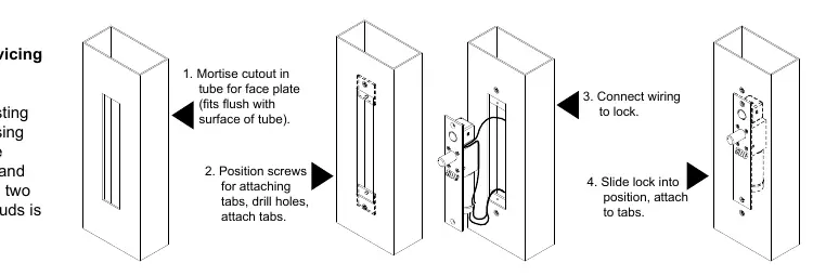 Easy installation and servicing steps for the mortise bolt lock.