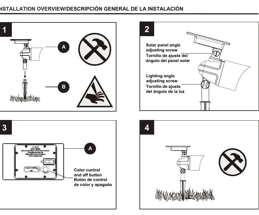 Installation steps for the solar flood light