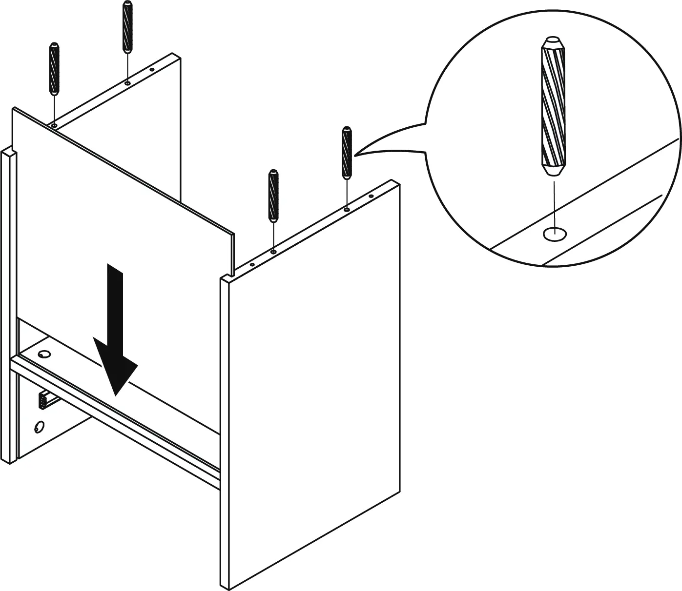Assembling the storage panel