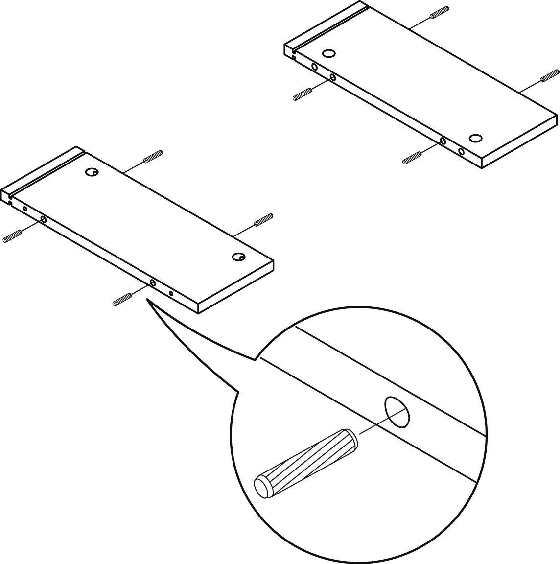 Inserting wood dowels