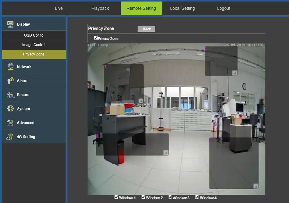 Privacy zone setting interface