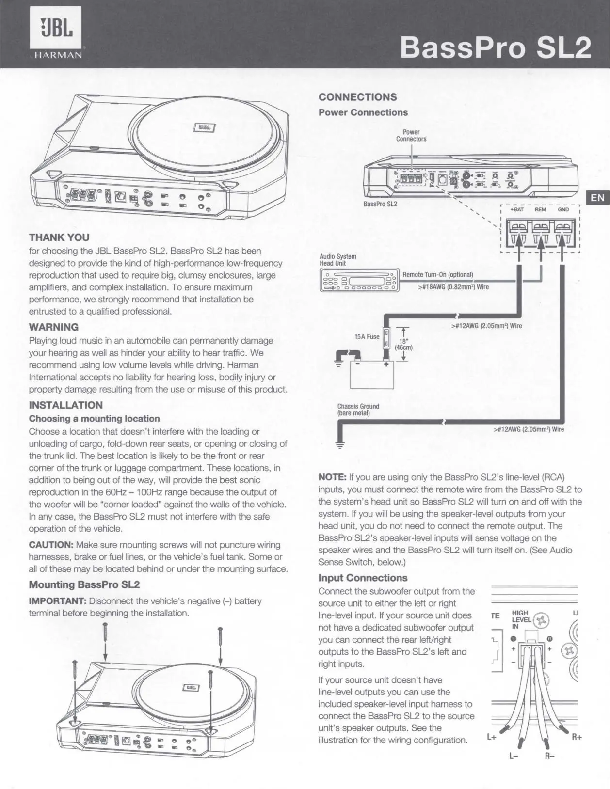 Power and input wiring diagram