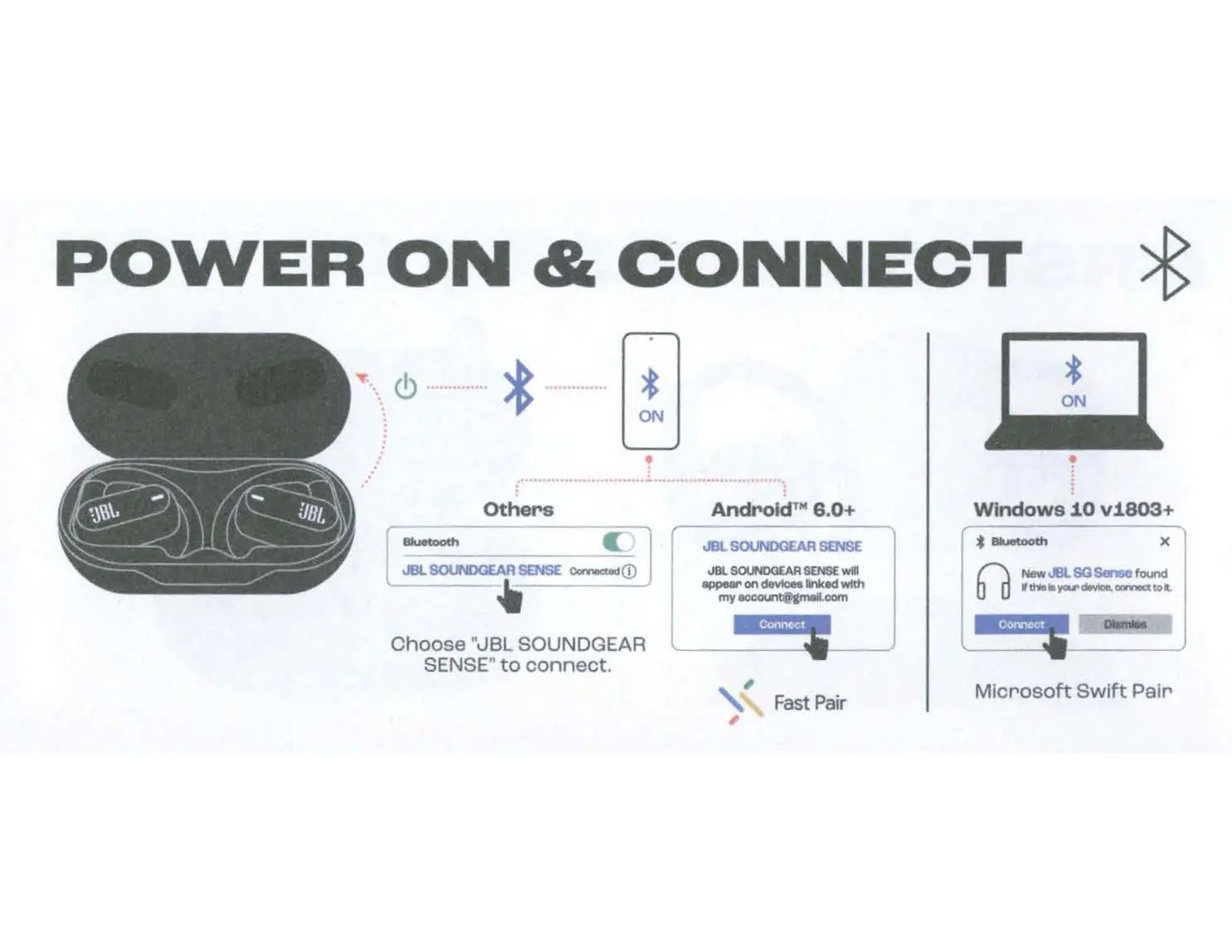 Power on and connect