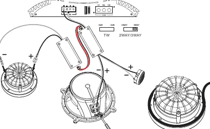 Wiring diagram for the Stadium 22S midrange speaker and crossover.