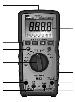 Front panel layout of the 61-357 multimeter