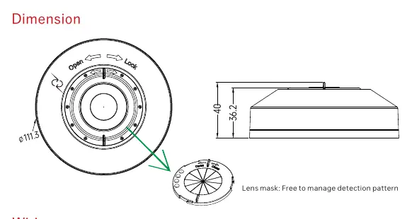 Dimensions and lens mask usage