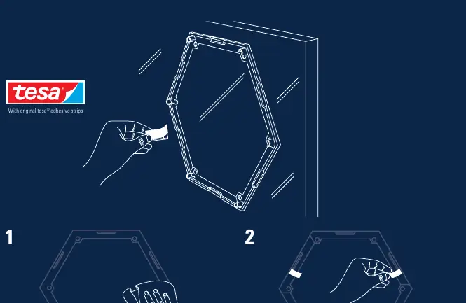 Mounting process for smooth walls using adhesive strips
