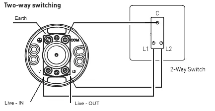 Wiring diagram for one-way and two-way switching