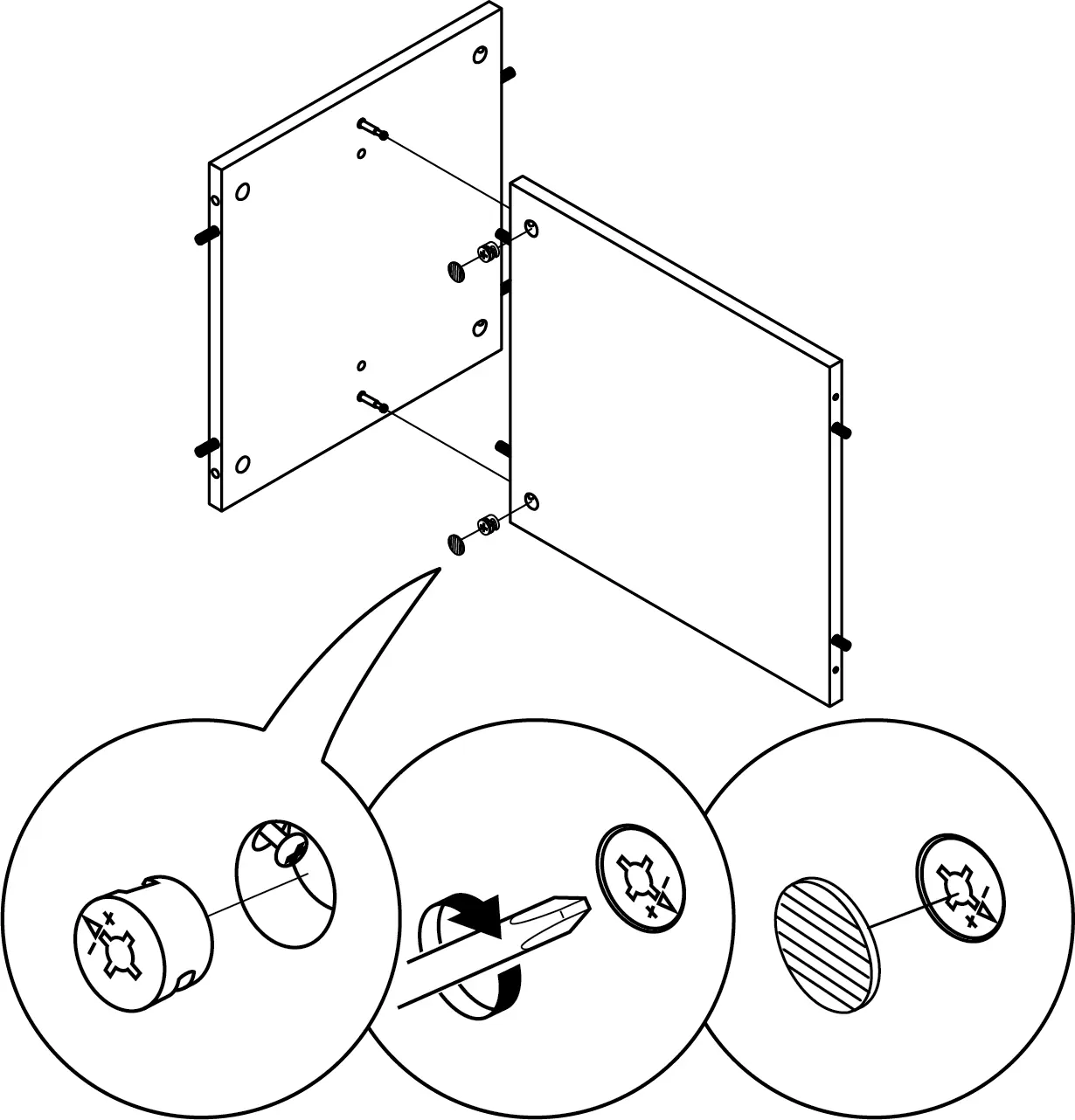 Secure panels using cam locks.
