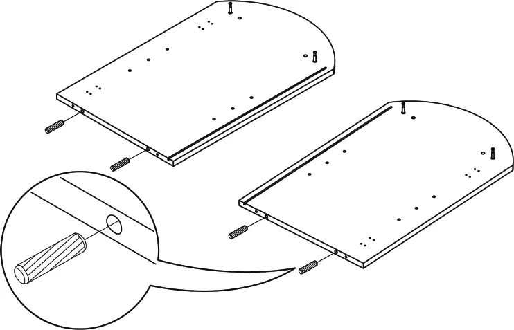 Insert wooden dowels into panels.