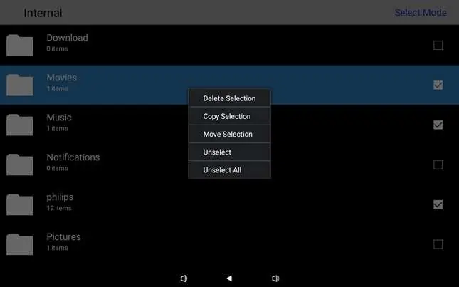 File manager select mode