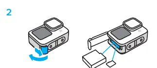 Insert battery and SD card