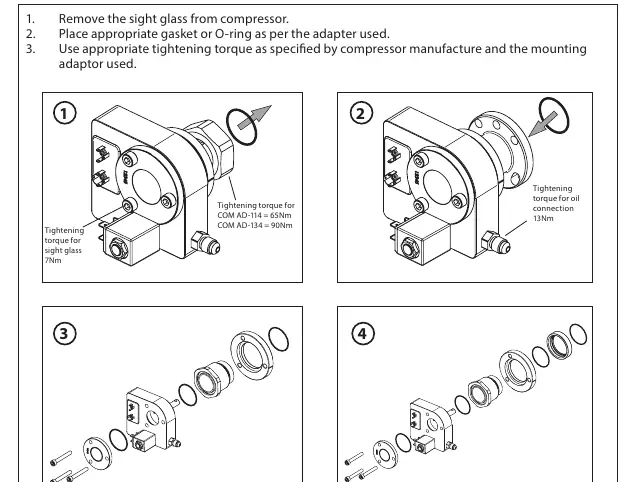 Installation steps and torque settings