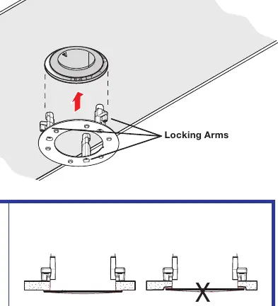 Grille and locking arm installation