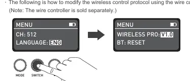 Wireless protocol menu navigation