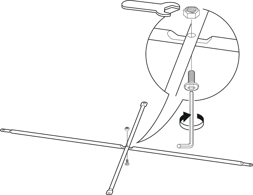 Assembling the crossbars into an X-shape.