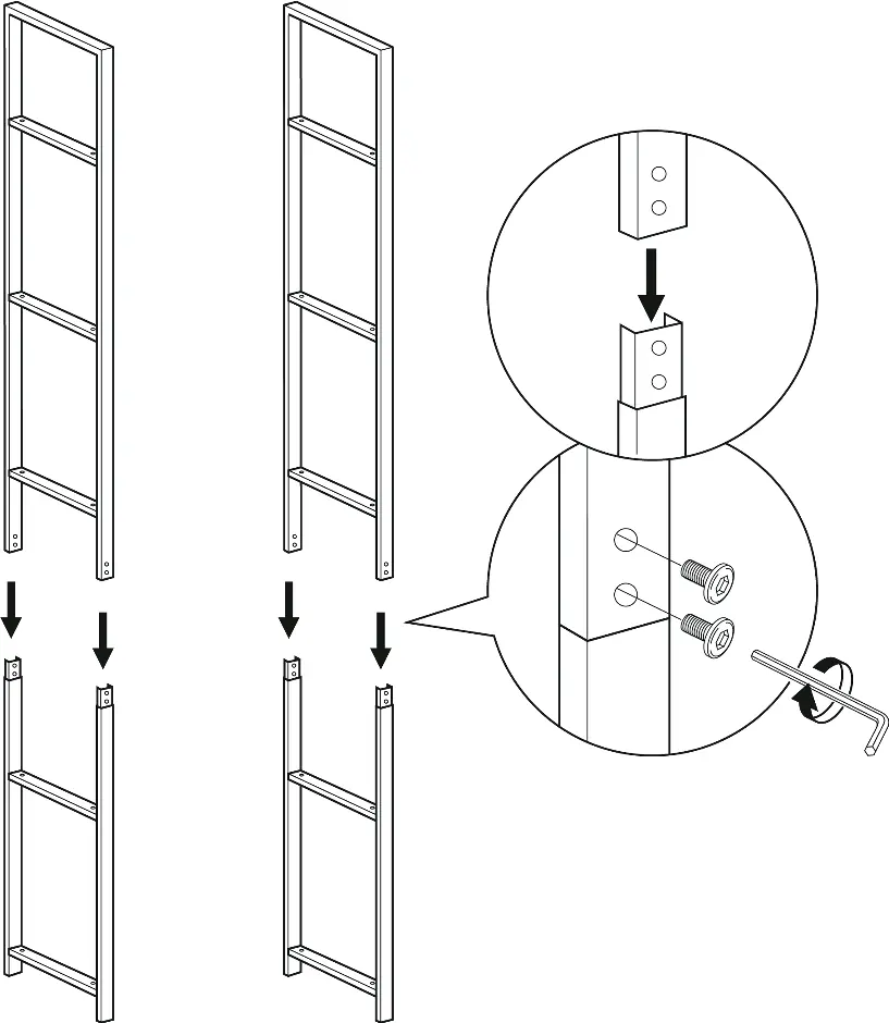 Connecting the upper and lower leg frames.