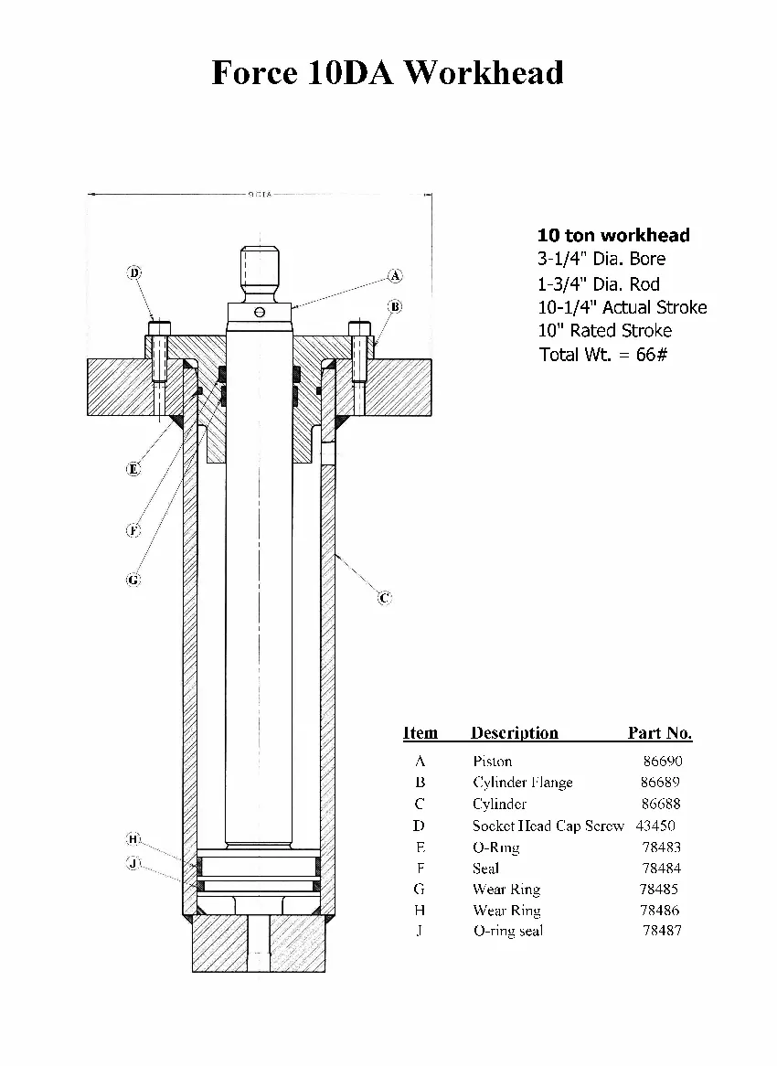 Force 10DA Workhead assembly diagram.