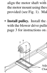 Motor installation showing carriage bolts and adjustable channels.