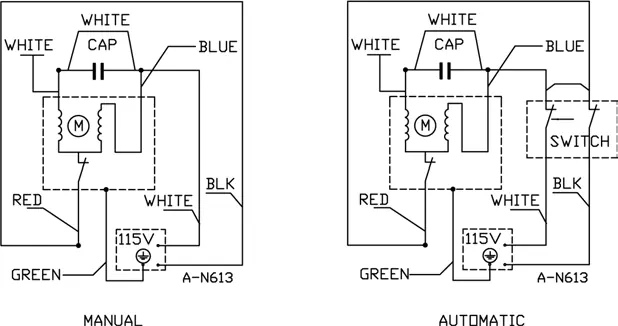 Wiring diagrams for manual and automatic operation