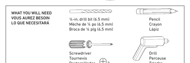 Tools required for installation