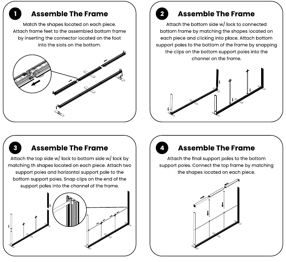Step-by-step frame assembly sequence