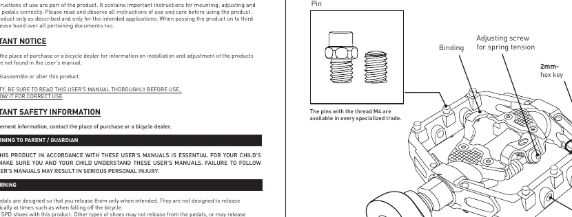 SPD pedal parts and spring tension adjustment screw location.