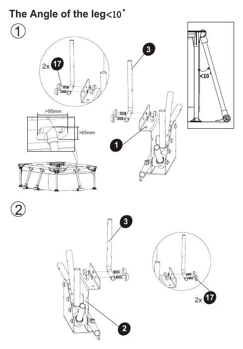 Leg angle adjustment (<10°)