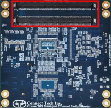 Locate the high-density board-to-board connectors.