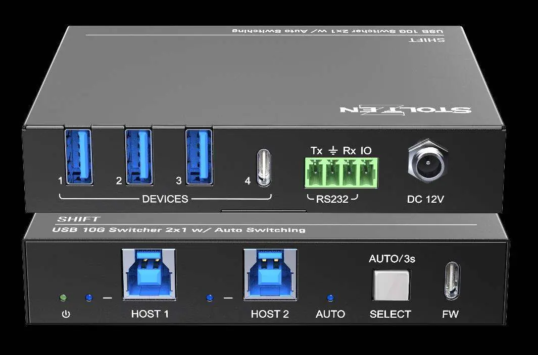 Front and rear panel layout of the SHIFT switcher
