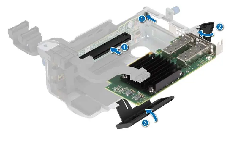 Installing the NIC into the expansion card riser