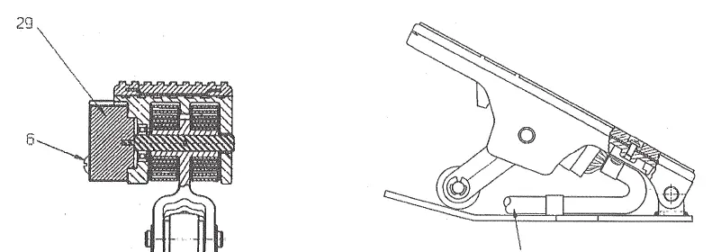 Accelerator pedal sensor assembly diagram showing sensor (29) and screws (6).