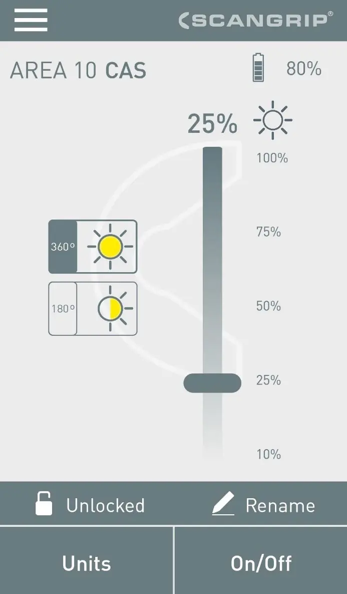 AREA 10 CAS control screen
