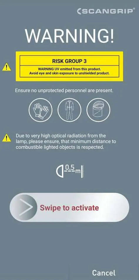 Safety screen for UV lamps