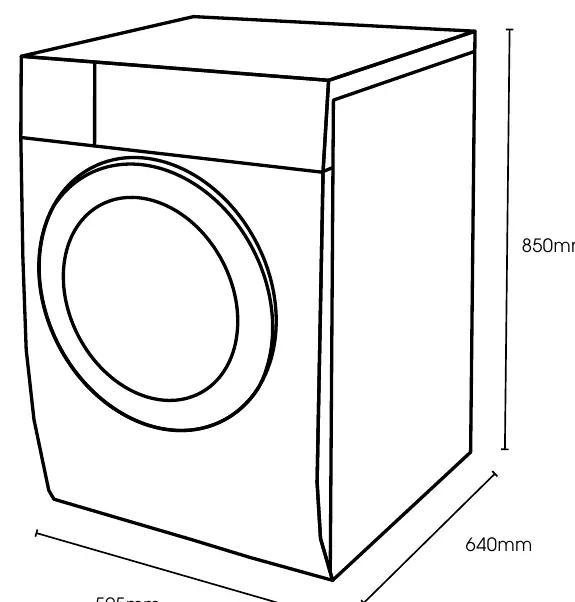 Product dimensions diagram