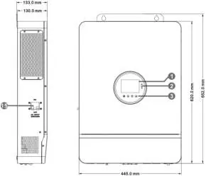Product overview showing ports and indicators.