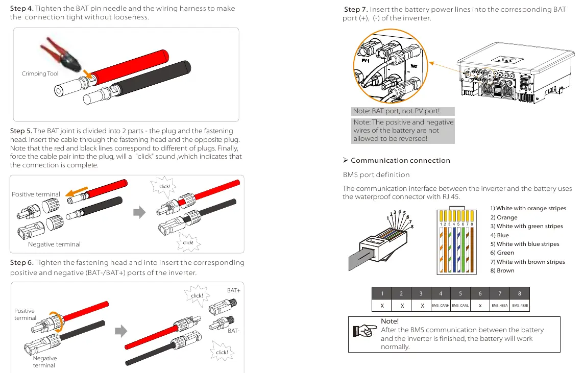 Battery connection steps