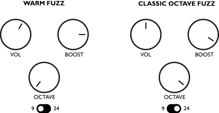 Sample settings for Warm Fuzz and Classic Octave Fuzz