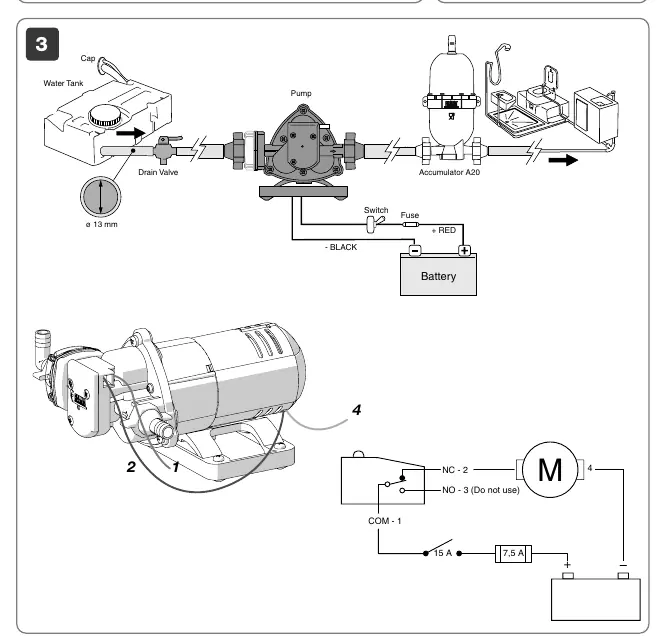 Wiring diagram for the pump