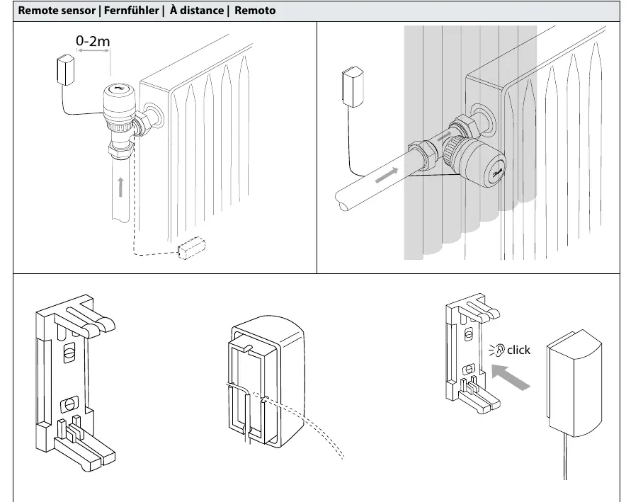 Remote sensor mounting and distance requirements.