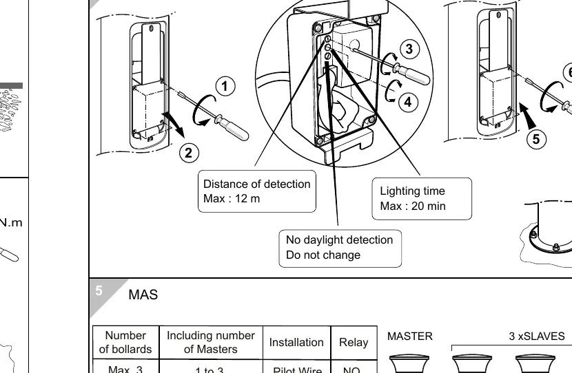 MAS sensor detection range and timing settings