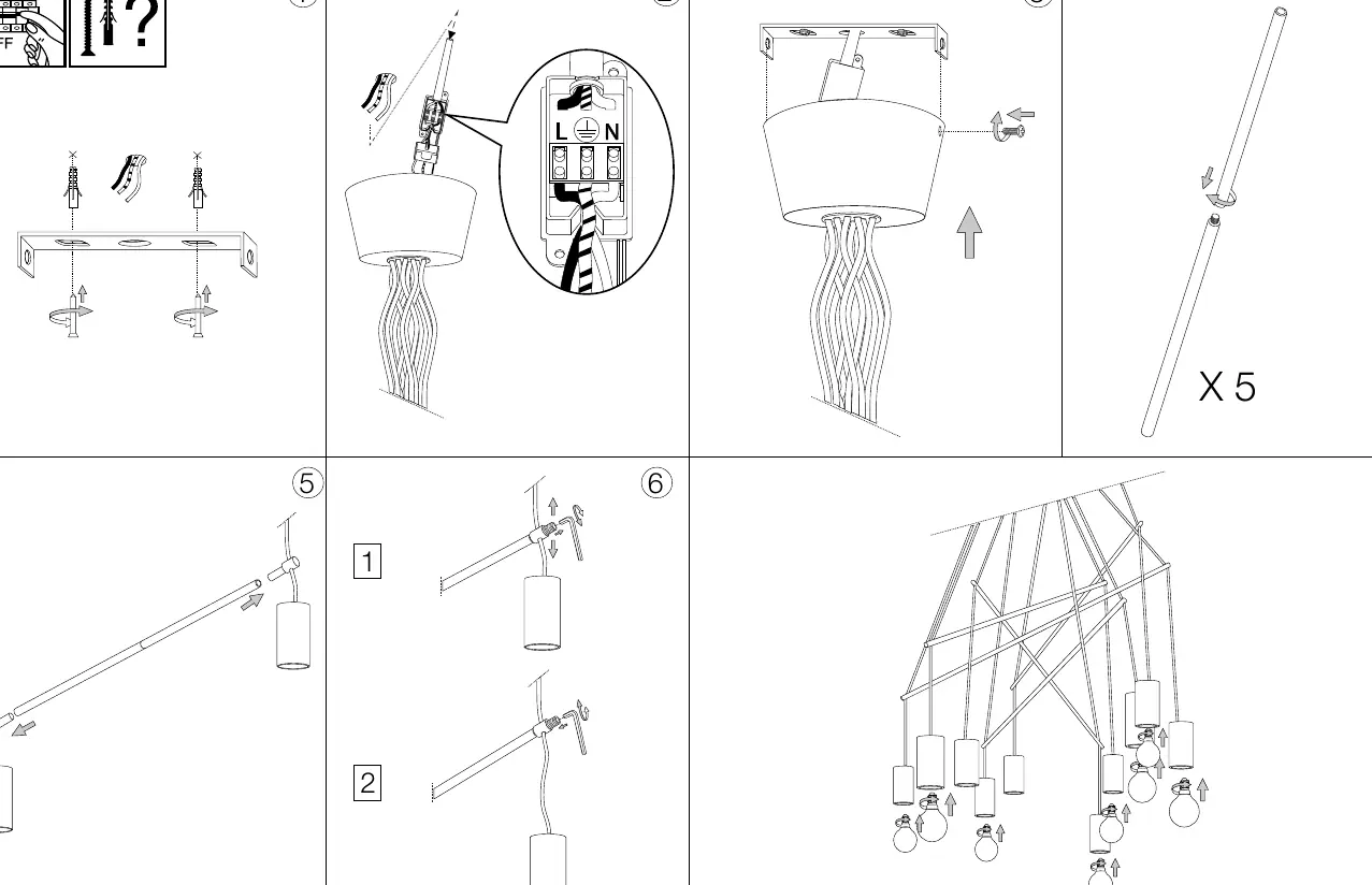 Assembly sequence for the Pop SP10 pendant light