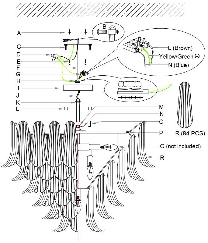 Close to ceiling installation diagram