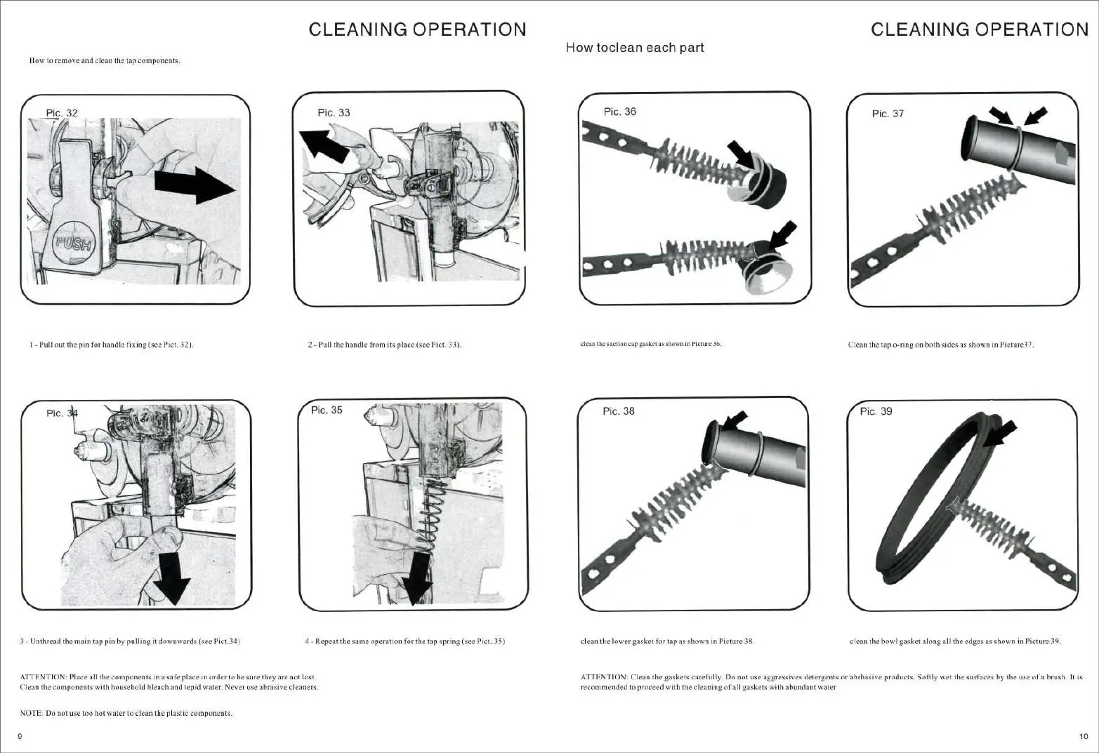 Disassembly of tap components