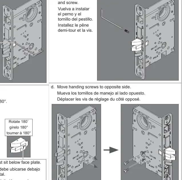 Steps for rehanding the mortise lock.