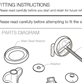 Parts diagram showing the assembly of the hinge and fixing kit.
