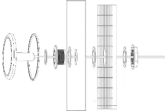 Exploded view of the pool light assembly components.